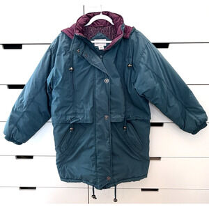 Vintage 90s Cabin Creek Winter Hooded Coat Women's Sz. Large - Teal Purple